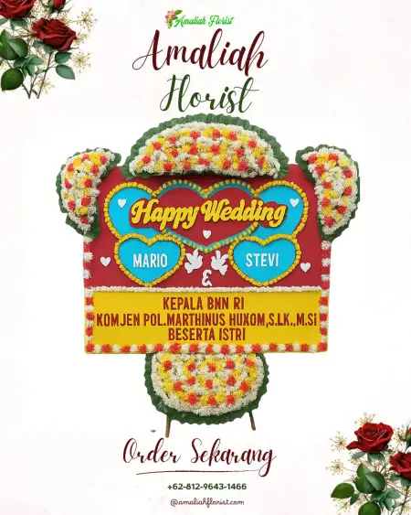 Papan Bunga Pernikahan Medali